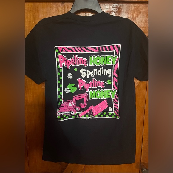 Gildan Ultra Cotton Pipeline Honey T-Shirt Sz M Black - Picture 4 of 5